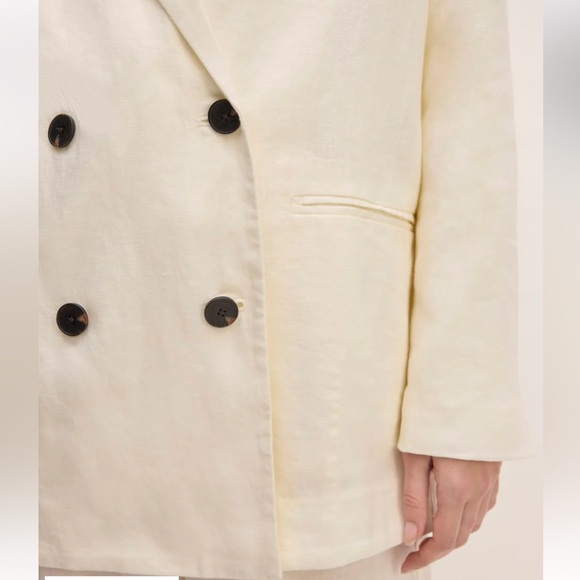 Everlane linen double breasted relaxed fit blazer cream / bone size 0 new - Picture 7 of 10